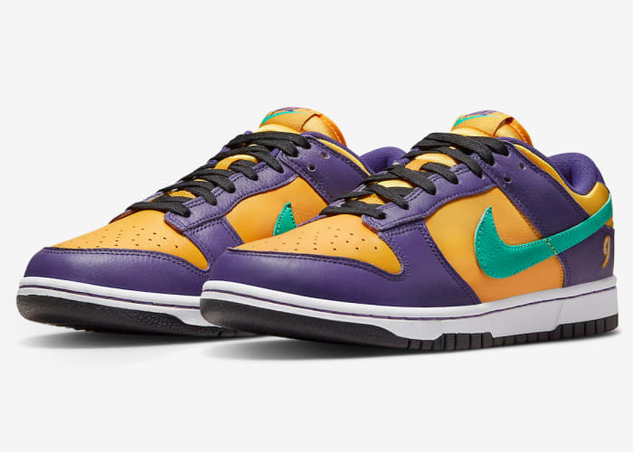 View of Nike Dunk Low shoes.
